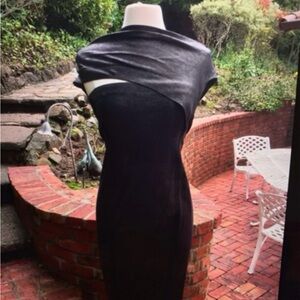 Donna Karan Black Dress With Interesting Drape Key Hole Drape Effect